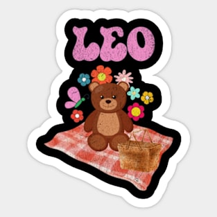 Vintage Leo Teddy Bear Zodiac Sign Astrology Cute July August Sticker